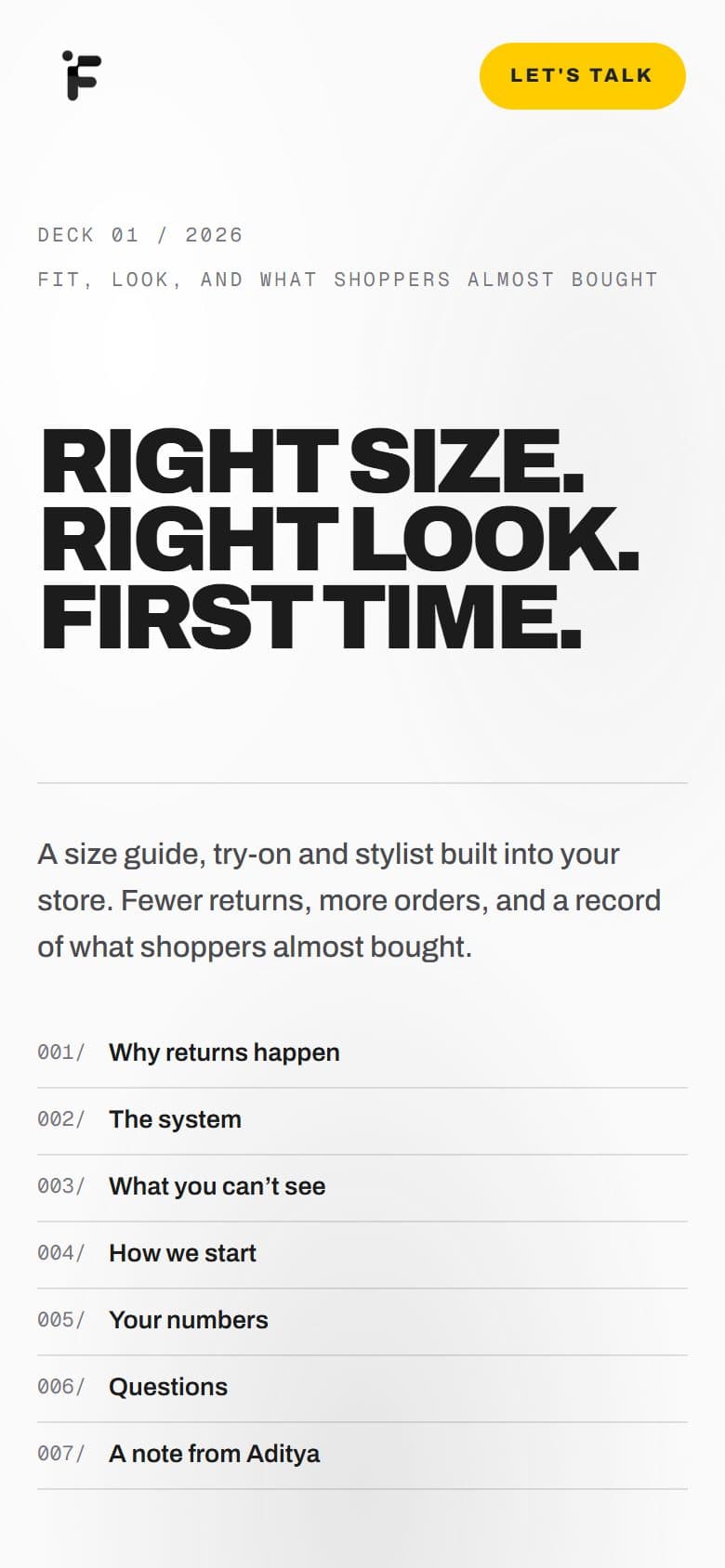 Fabrite pitch deck on mobile